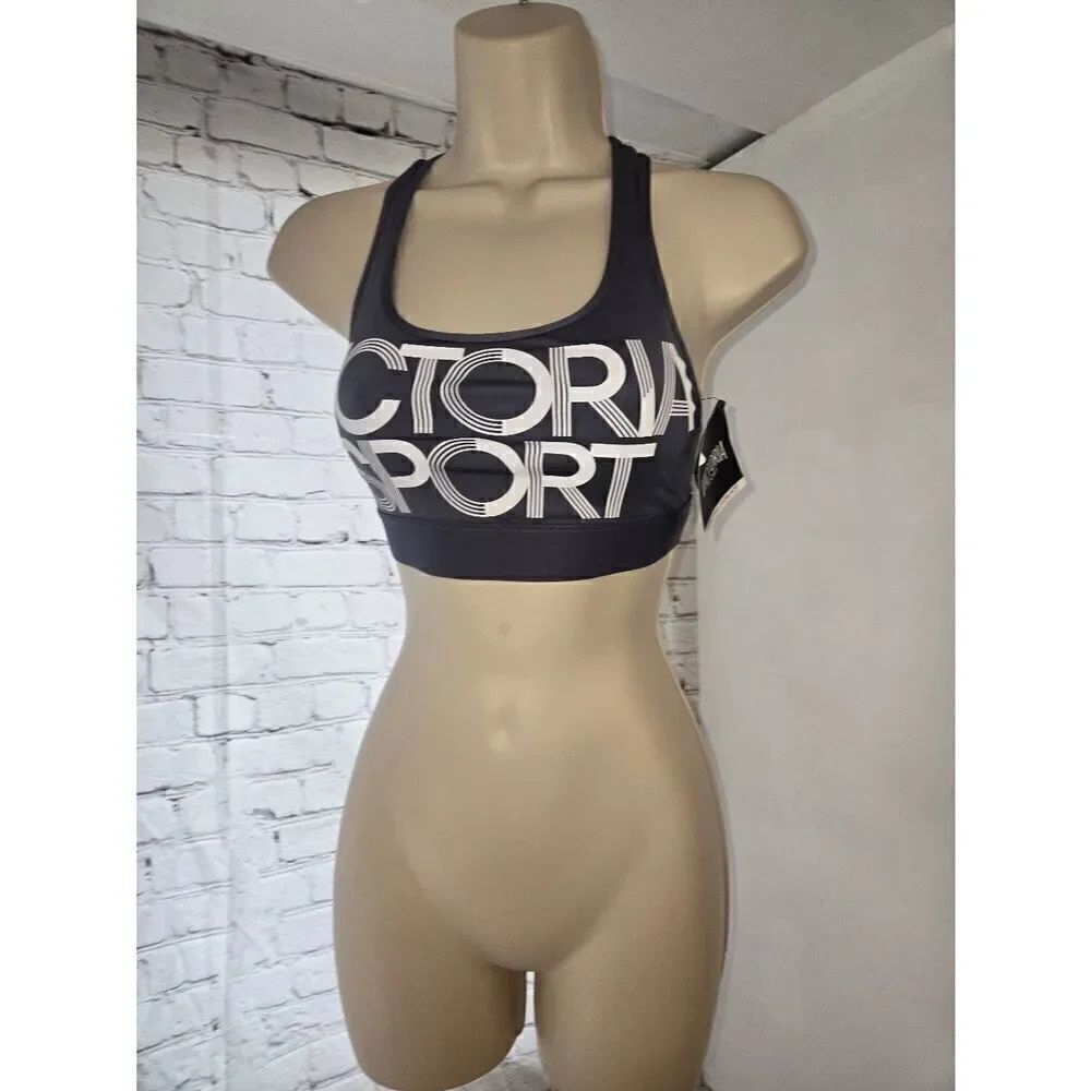 Victoria Sport Womens Racerback Gray The Player Sports Bra Size XS